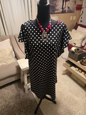 Lane Bryant Black Dress with White Polka Dots